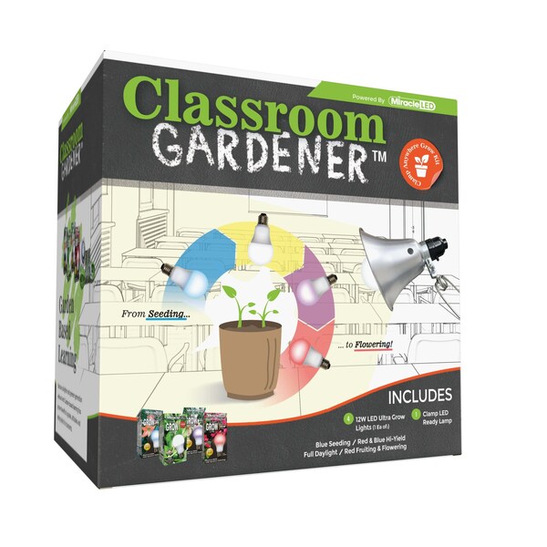 Miracle Led Classroom Gardener LED Grow Kit w/ Clamp Fixture & Timer Controls 607992 - main
